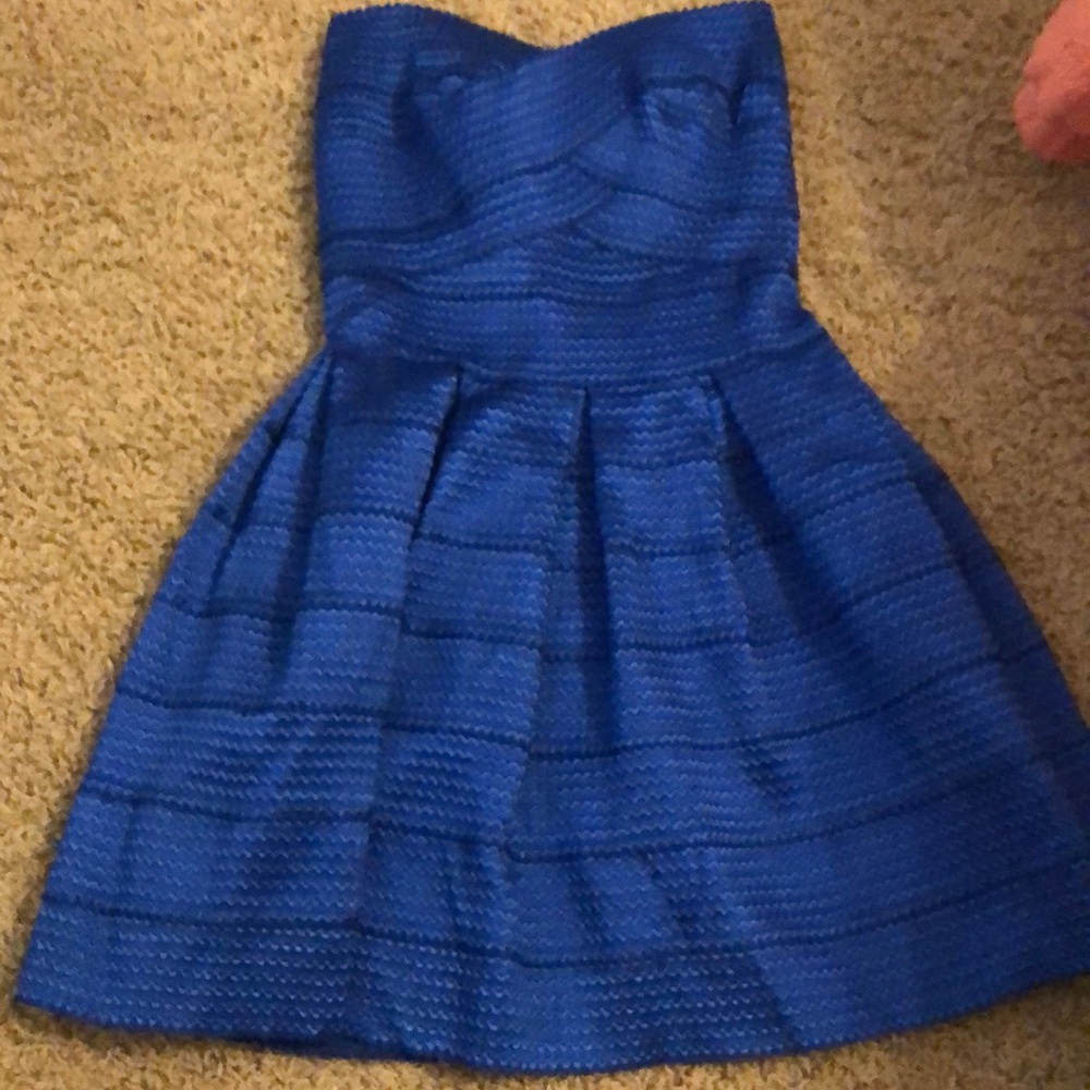 Royal blue dress.